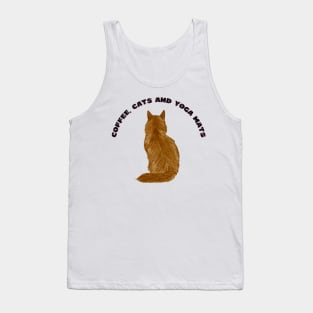 Coffee cats and yoga mats funny yoga and cat drawing Tank Top